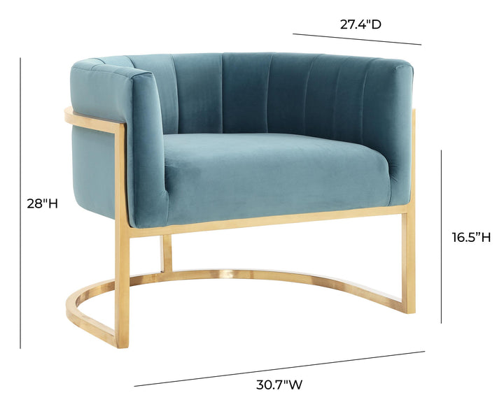 SwayLiving Magnolia Sea Blue Chair with Gold Base ACCENT + LOUNGE CHAIRS
