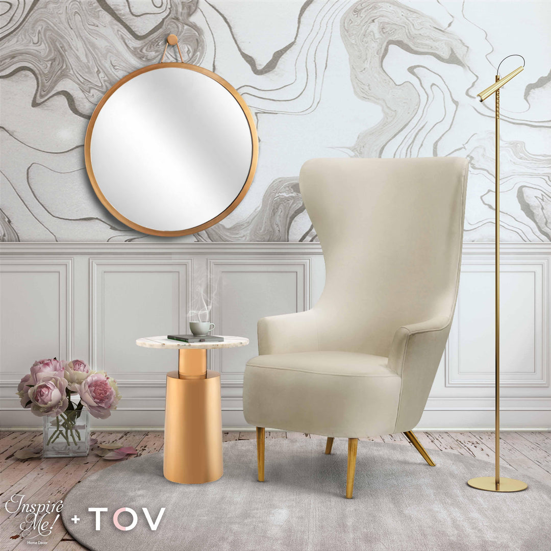 SwayLiving Julia Cream Wingback Chair ACCENT + LOUNGE CHAIRS
