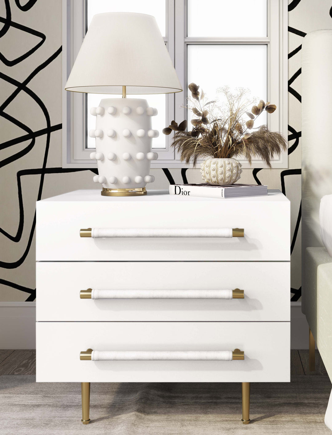 SwayLiving Trident White Nightstand NIGHTSTANDS