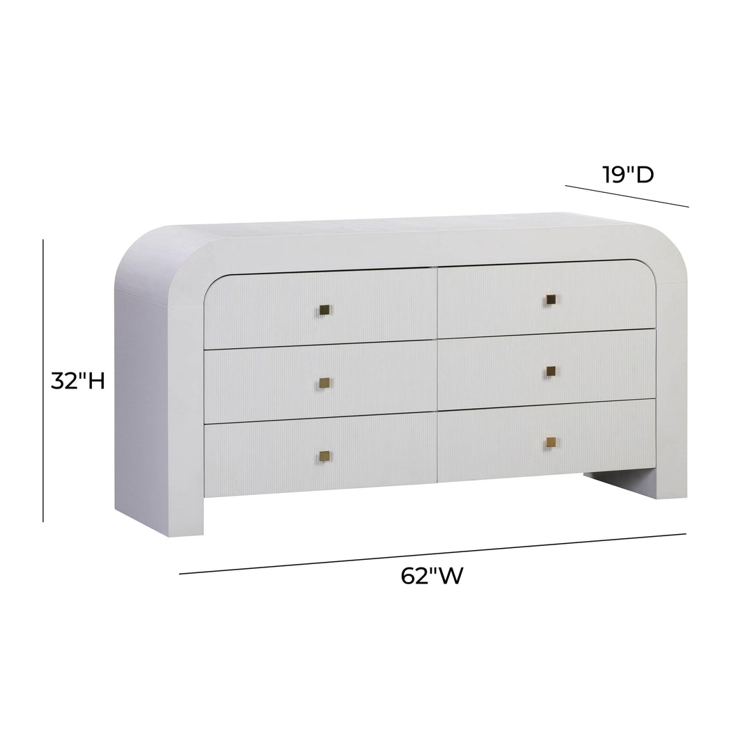 SwayLiving Hump 6 Drawer White Dresser DRESSERS