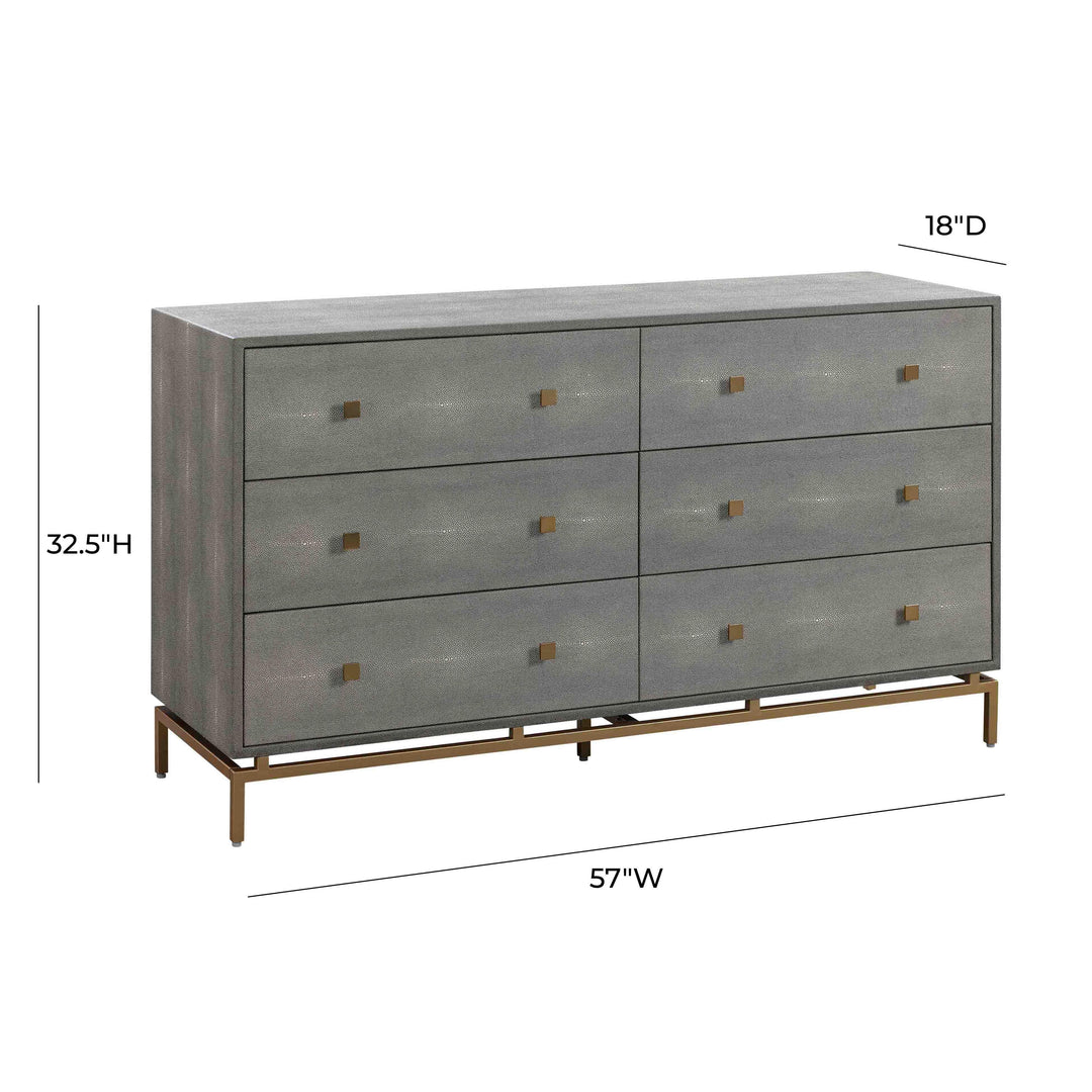 SwayLiving Pesce Shagreen 6 Drawer Dresser DRESSERS
