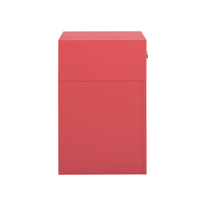 SwayLiving Suzie Coral Pink & Rattan Nightstand NIGHTSTANDS