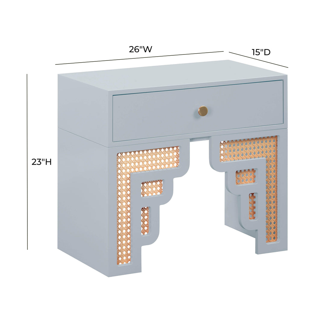 SwayLiving Suzie Pastel Blue & Rattan Nightstand NIGHTSTANDS