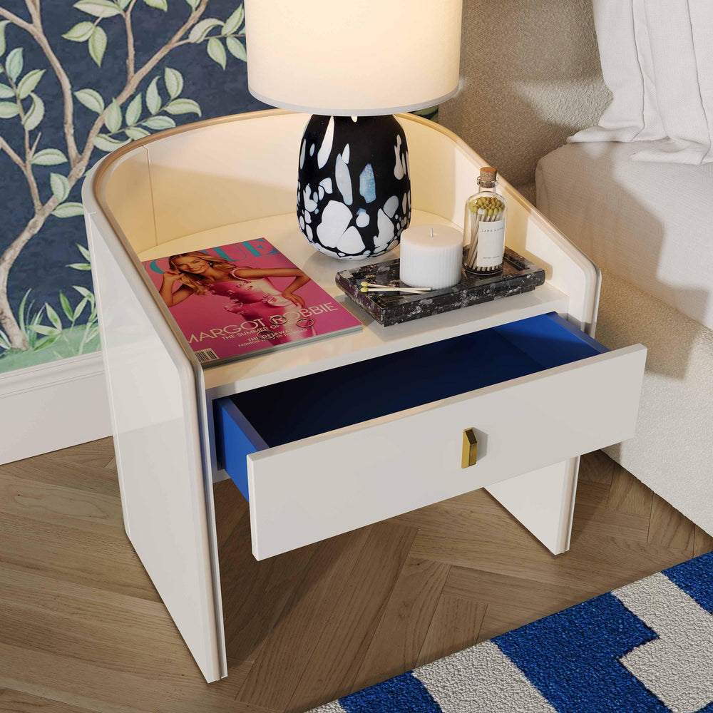 SwayLiving Collins Cream Lacquer Nightstand NIGHTSTANDS
