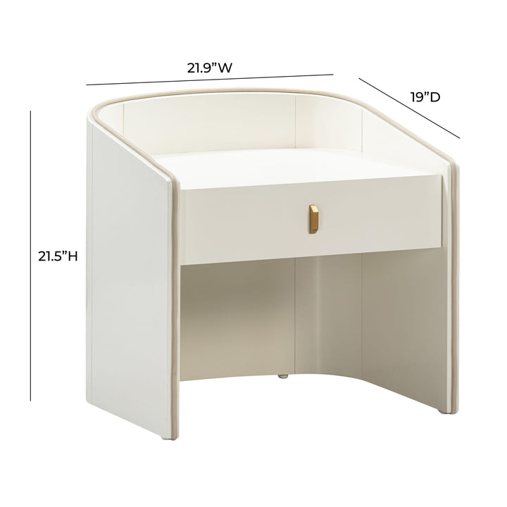 SwayLiving Collins Cream Lacquer Nightstand NIGHTSTANDS