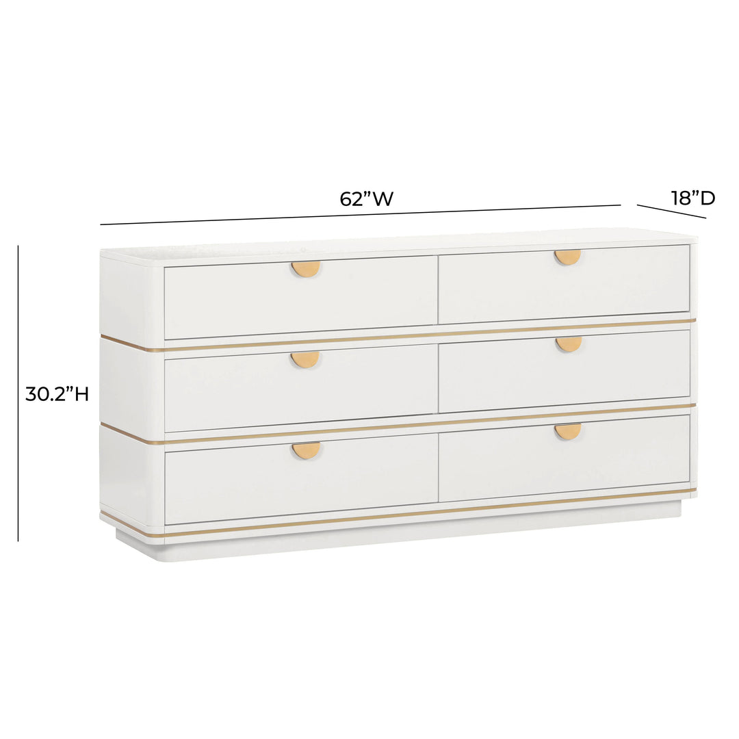 SwayLiving Julieta Cream 6 Drawer Dresser DRESSERS
