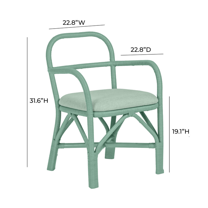 SwayLiving Ginny Green Rattan Dining Chair - Set of 2 DINING CHAIRS