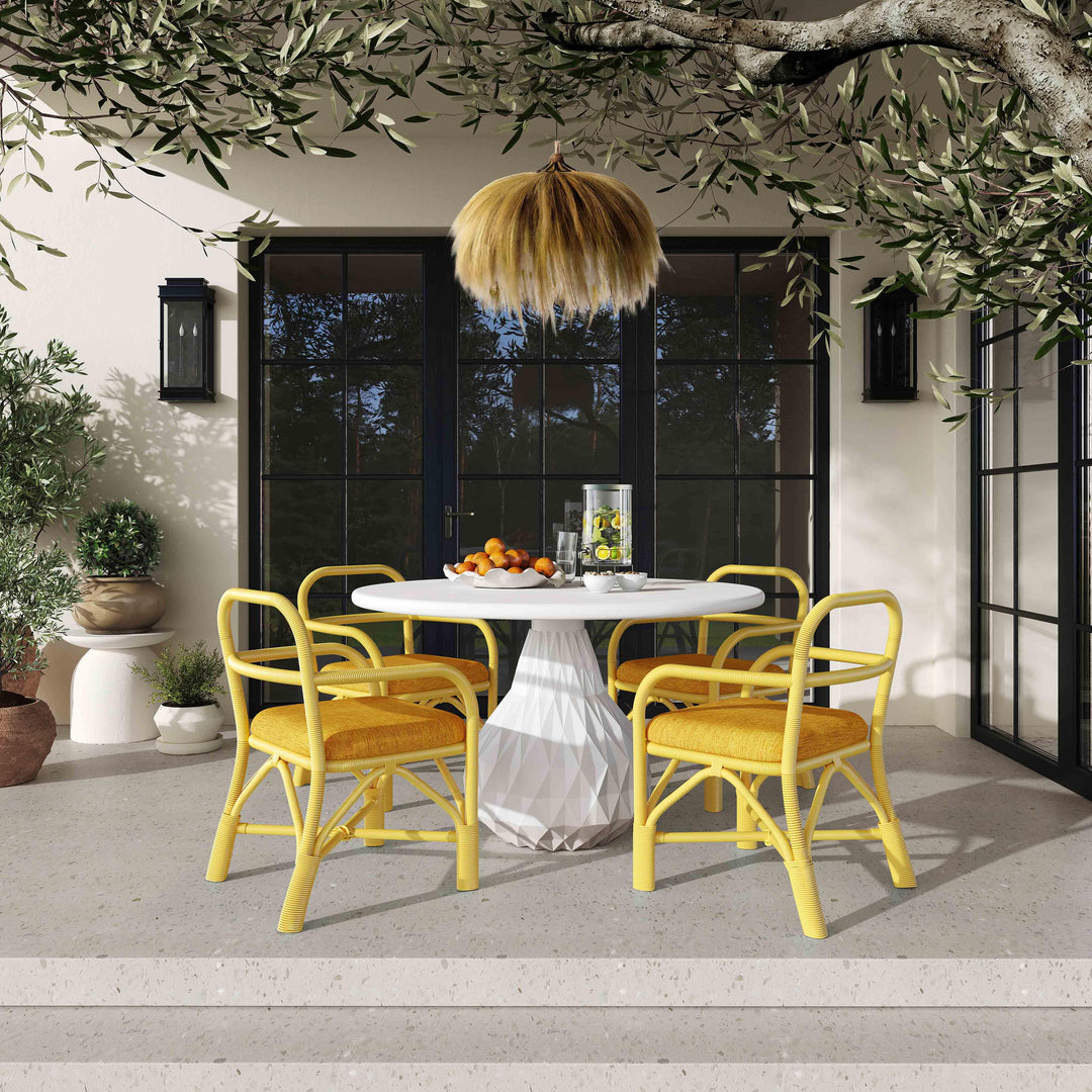 SwayLiving Ginny Yellow Rattan Dining Chair - Set of 2 DINING CHAIRS
