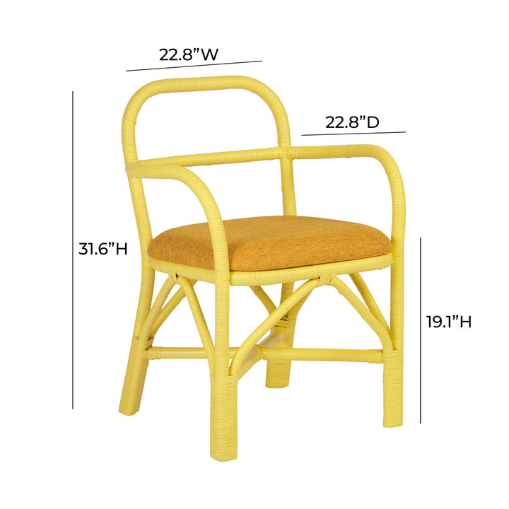 SwayLiving Ginny Yellow Rattan Dining Chair - Set of 2 DINING CHAIRS