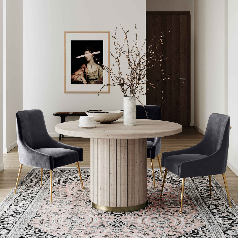 SwayLiving Beatrix Grey Velvet Side Chair DINING CHAIRS