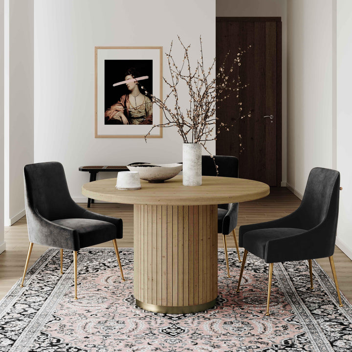 SwayLiving Chelsea Natural Oak Wood Round Dining Table DINING TABLES