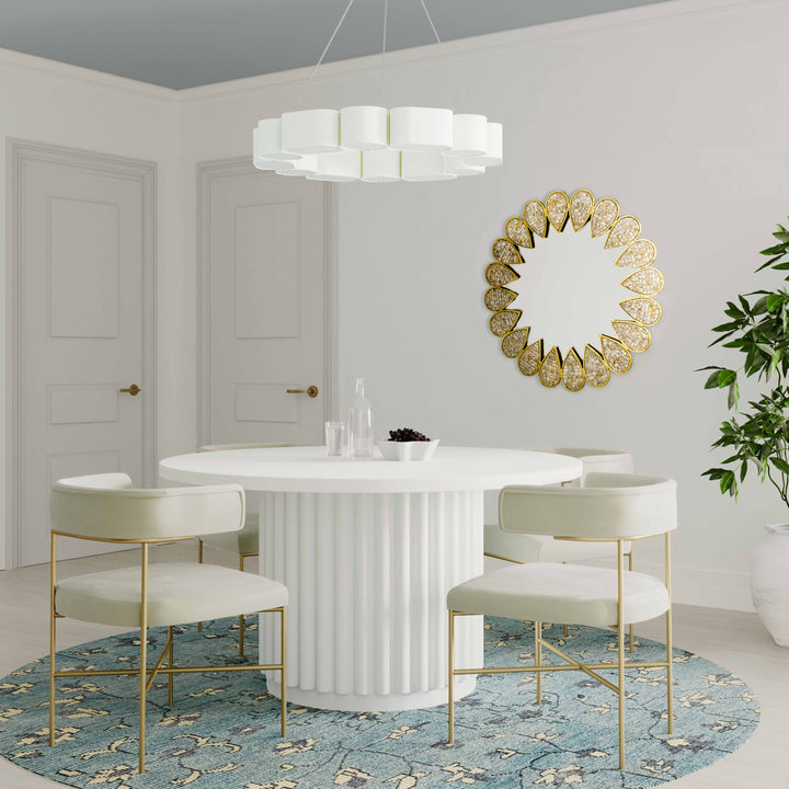 SwayLiving Kali 55 Inch White Round Dining Table DINING TABLES