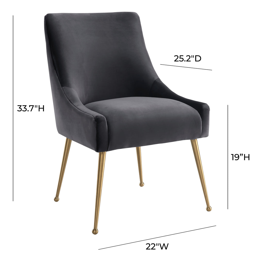 SwayLiving Beatrix Grey Velvet Side Chair DINING CHAIRS