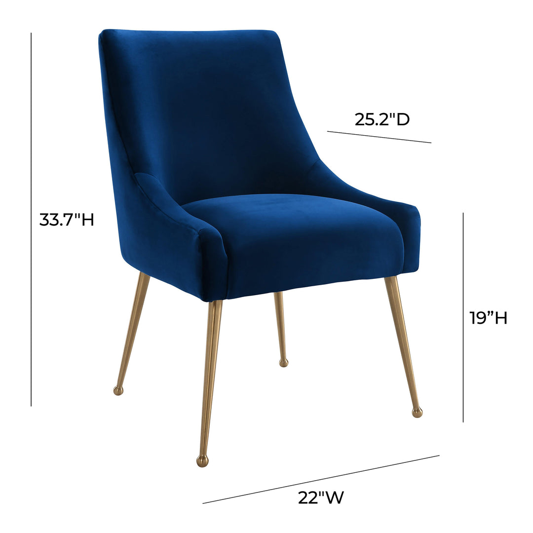 SwayLiving Beatrix Navy Velvet Side Chair DINING CHAIRS