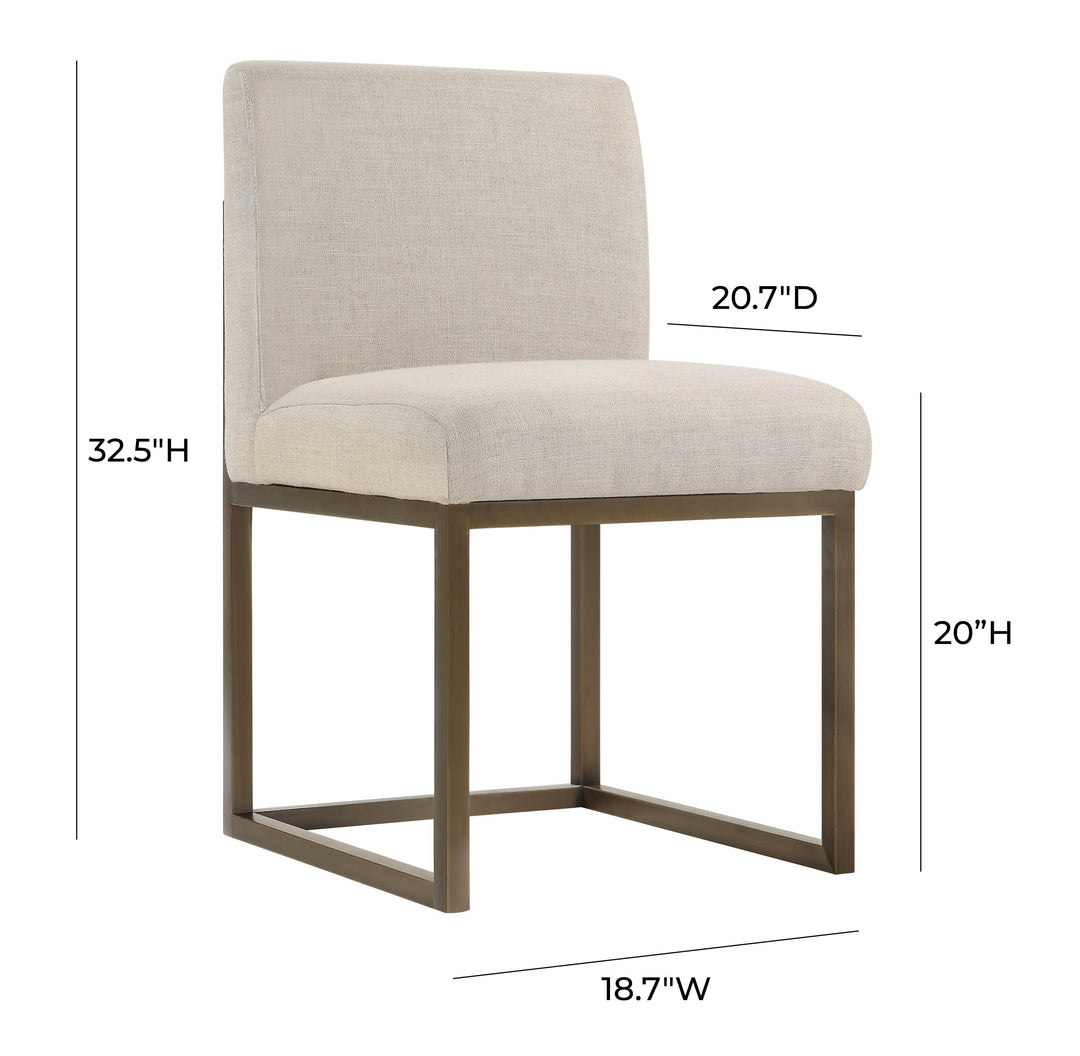 SwayLiving Haute Beige Linen Chair in Brass DINING CHAIRS
