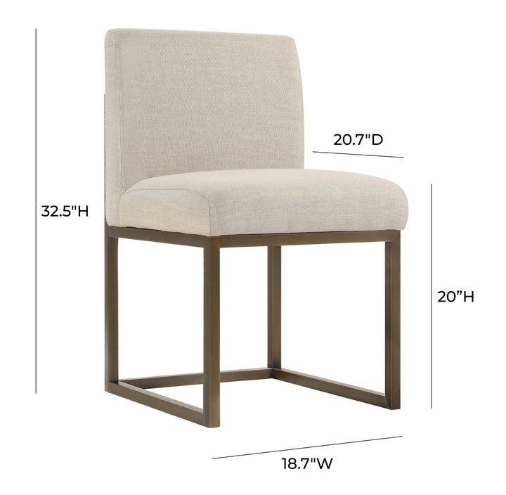 SwayLiving Haute Beige Linen Chair in Brass DINING CHAIRS