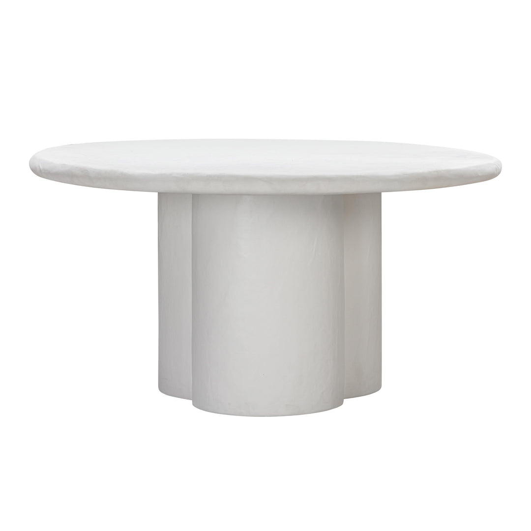 SwayLiving Elika White Faux Plaster Round Dining Table OUTDOOR DINING TABLES