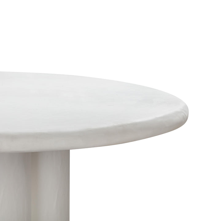 SwayLiving Elika White Faux Plaster Round Dining Table OUTDOOR DINING TABLES