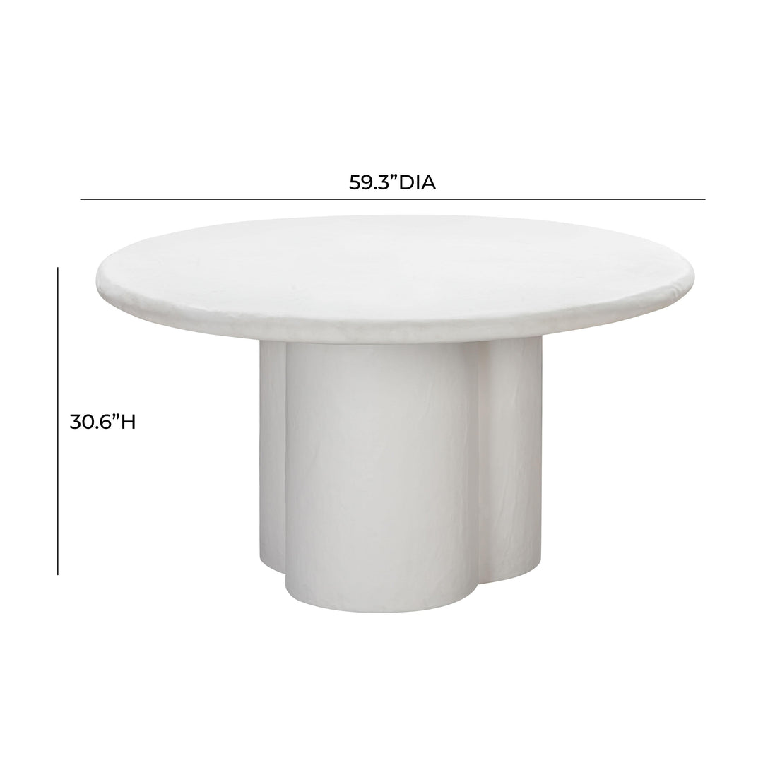 SwayLiving Elika White Faux Plaster Round Dining Table OUTDOOR DINING TABLES