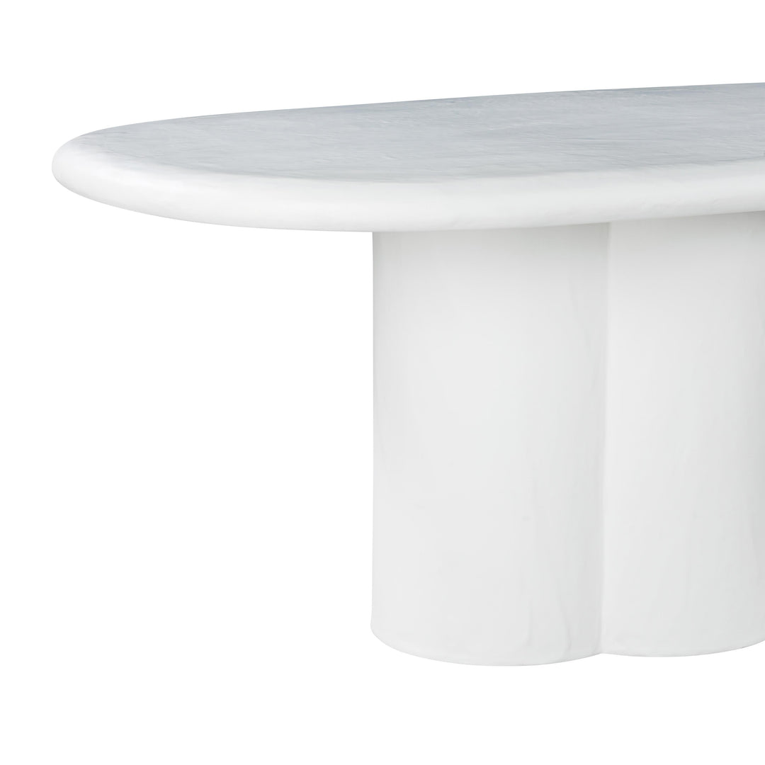 SwayLiving Elika White Faux Plaster Oval Dining Table OUTDOOR DINING TABLES