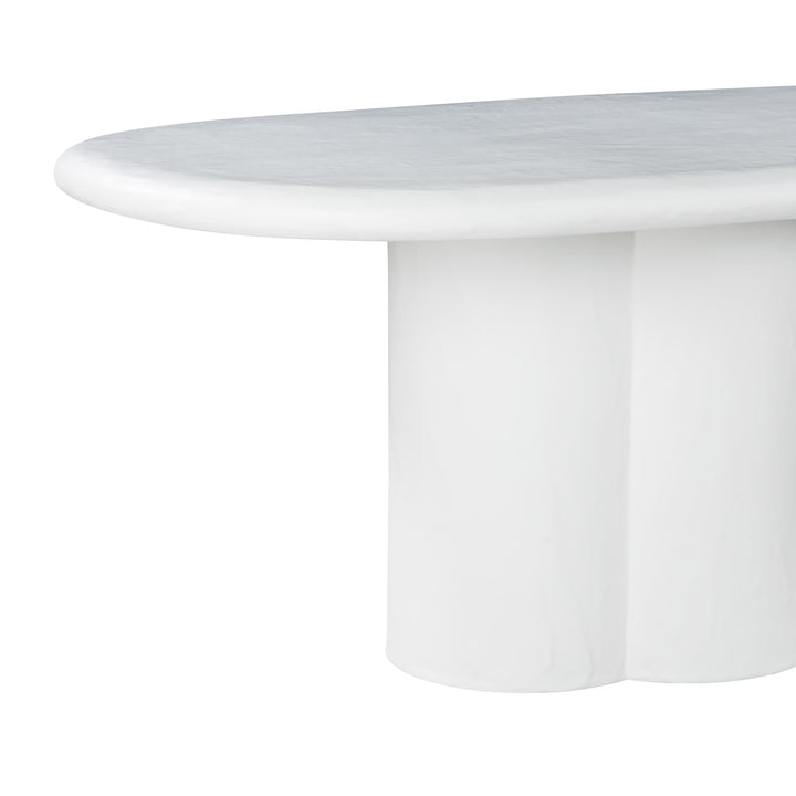SwayLiving Elika White Faux Plaster Oval Dining Table OUTDOOR DINING TABLES