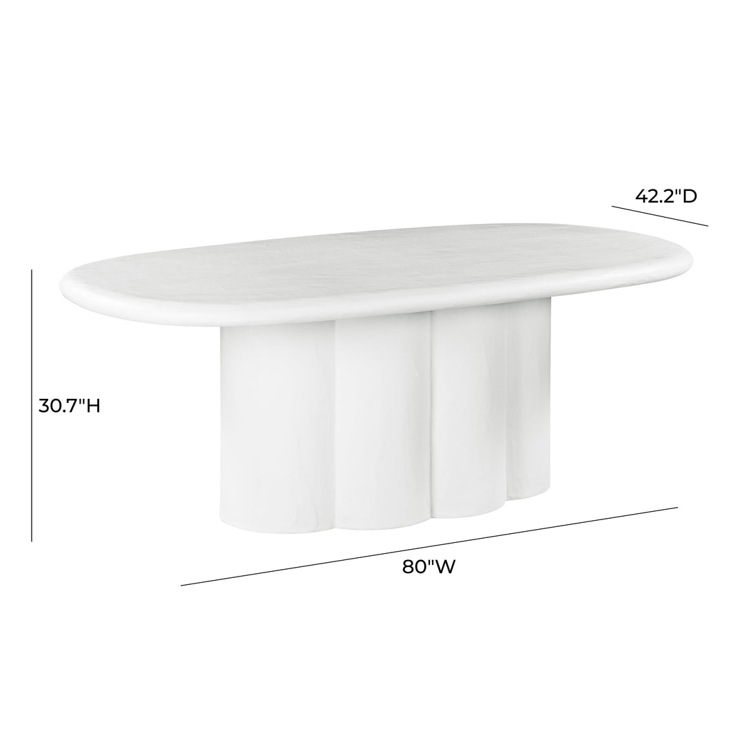 SwayLiving Elika White Faux Plaster Oval Dining Table OUTDOOR DINING TABLES