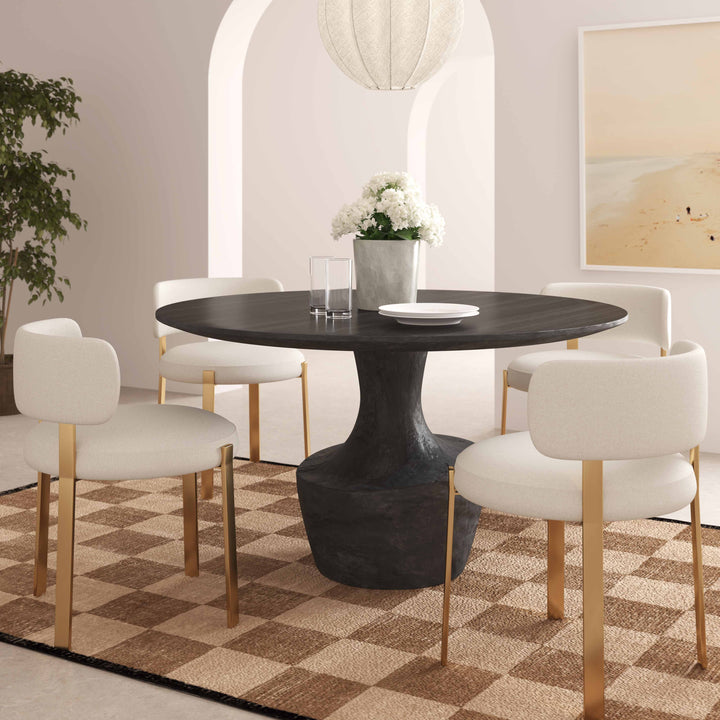SwayLiving Gevra Black Acacia & Faux Plaster Dining Table DINING TABLES