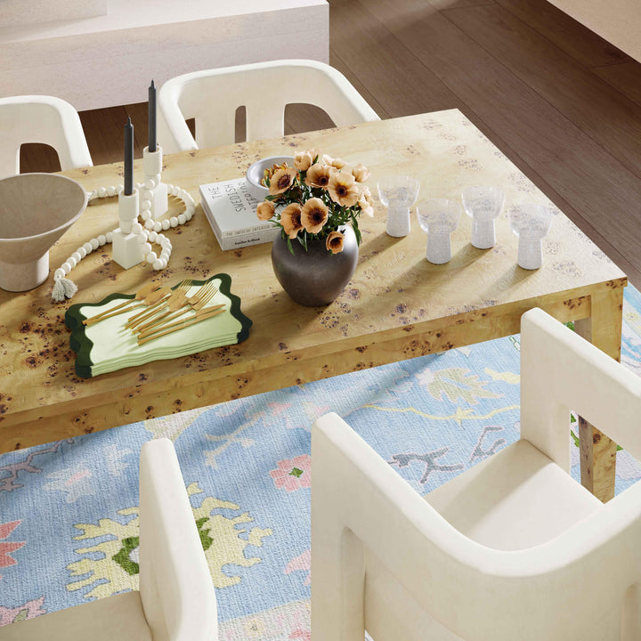 SwayLiving Brandyss Natural Burl Rectangular Dining Table DINING TABLES