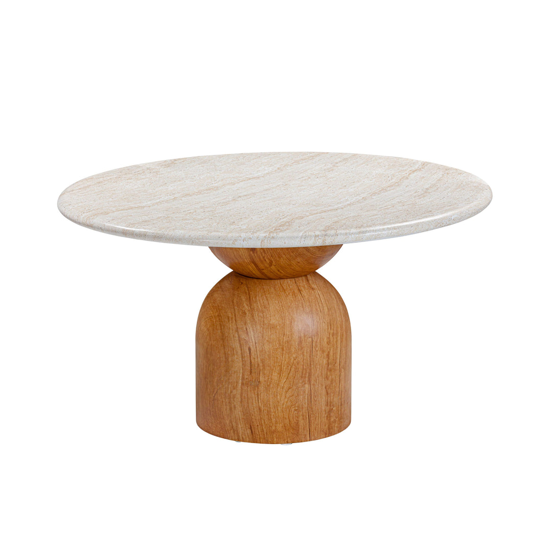 SwayLiving Cynthia Travertine Concrete Indoor / Outdoor 54" Round Dining Table OUTDOOR DINING TABLES