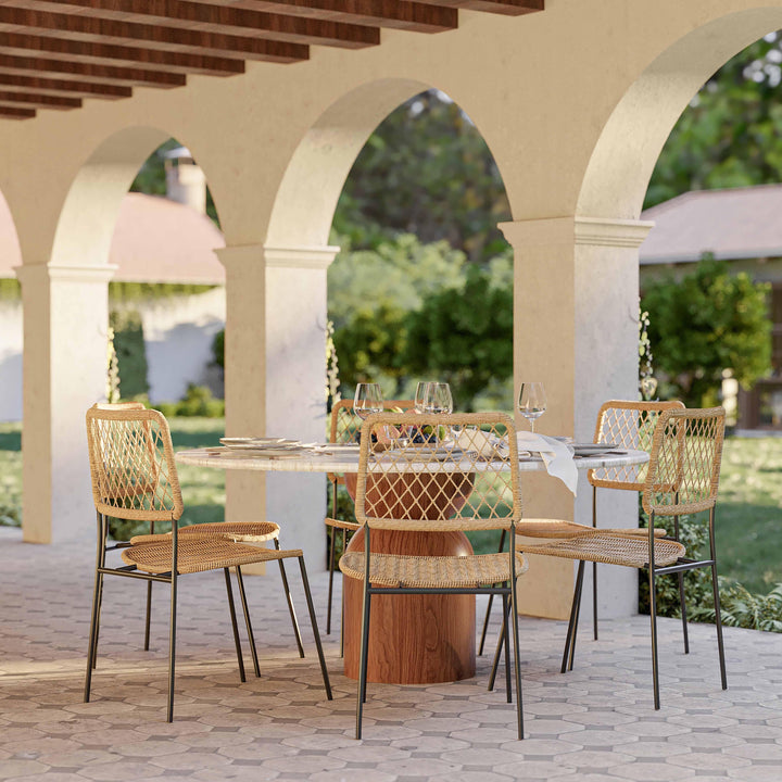 SwayLiving Cynthia Travertine Concrete Indoor / Outdoor 54" Round Dining Table OUTDOOR DINING TABLES