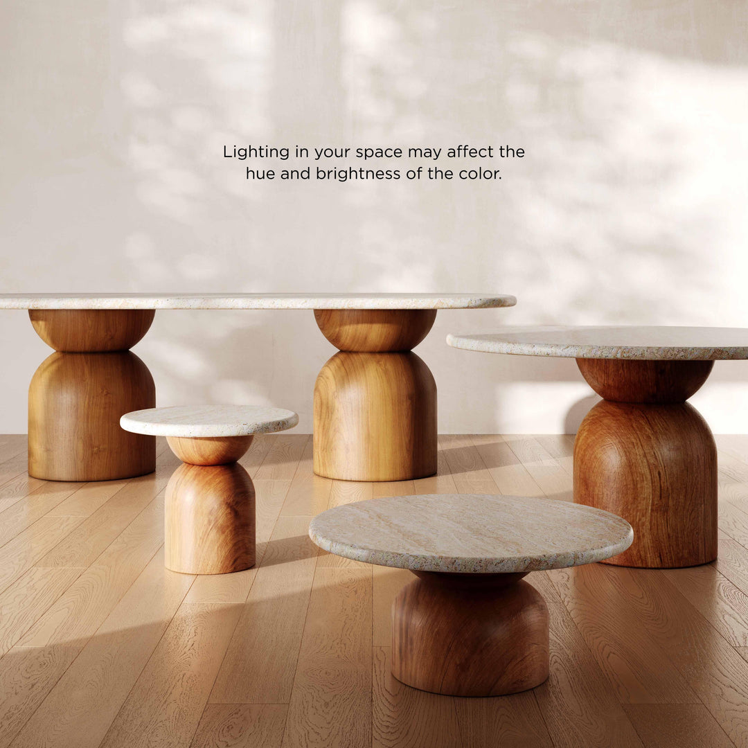SwayLiving Cynthia Travertine Concrete Indoor / Outdoor 54" Round Dining Table OUTDOOR DINING TABLES