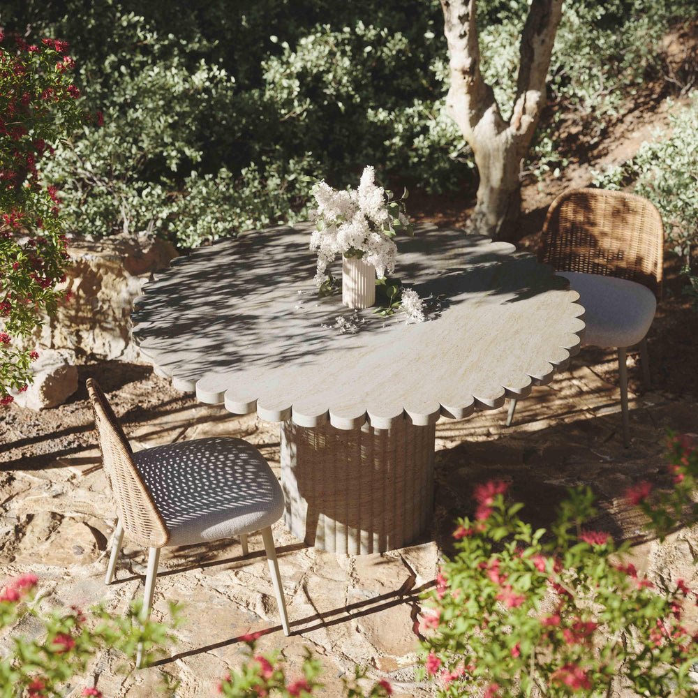 SwayLiving Blossom Washed Travertine Finish Indoor / Outdoor 54" Round Dining Table OUTDOOR DINING TABLES
