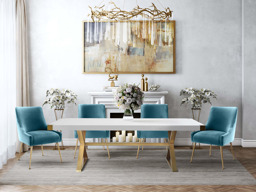 SwayLiving Beatrix Sea Blue Velvet Side Chair DINING CHAIRS