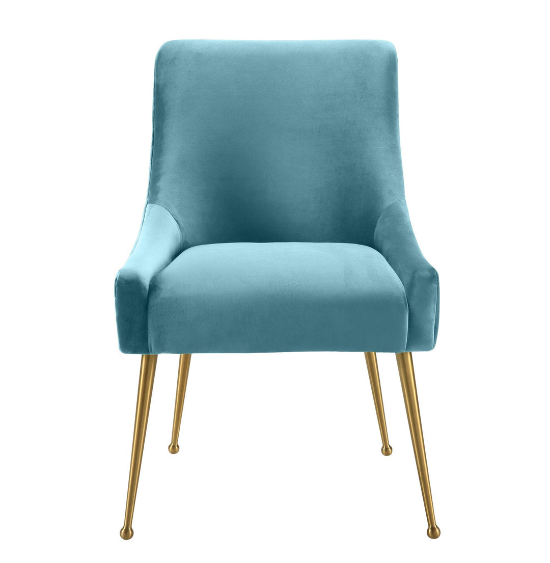 SwayLiving Beatrix Sea Blue Velvet Side Chair DINING CHAIRS