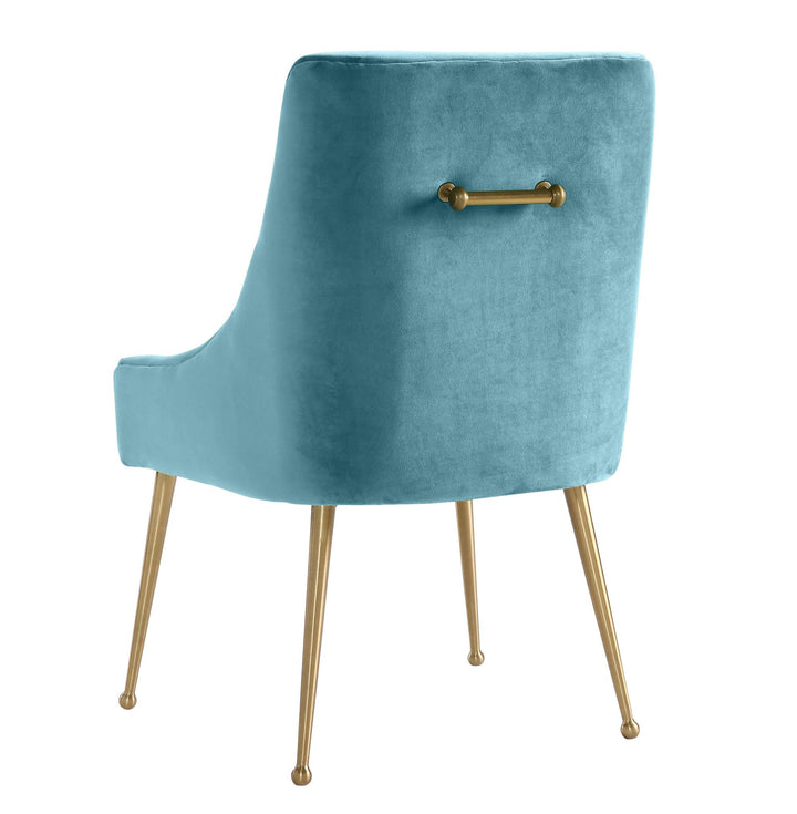 SwayLiving Beatrix Sea Blue Velvet Side Chair DINING CHAIRS