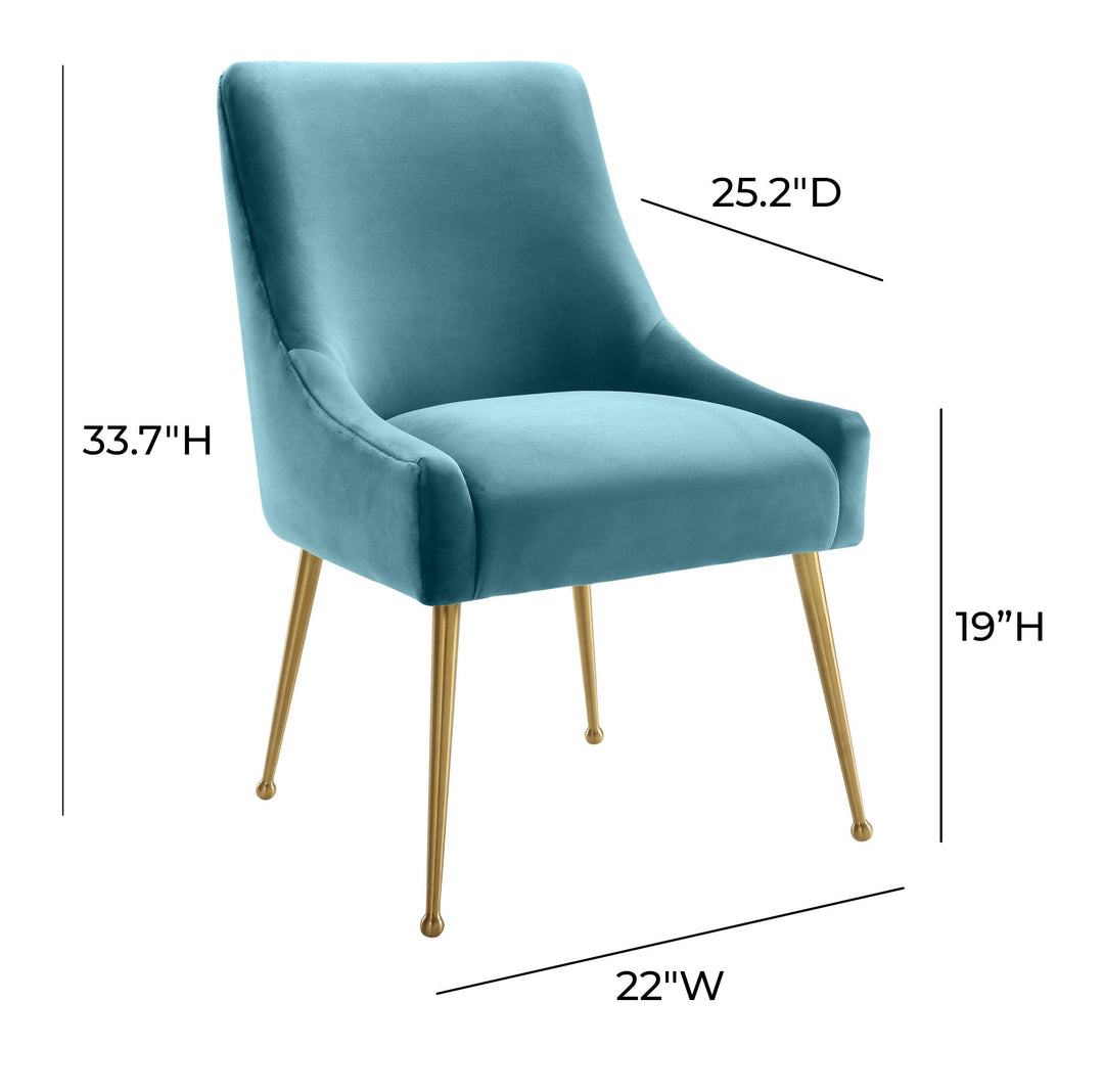 SwayLiving Beatrix Sea Blue Velvet Side Chair DINING CHAIRS