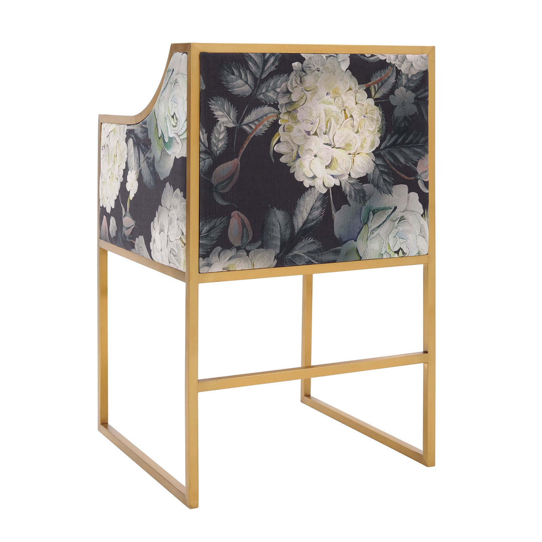 SwayLiving Atara Floral Velvet Gold Chair DINING CHAIRS