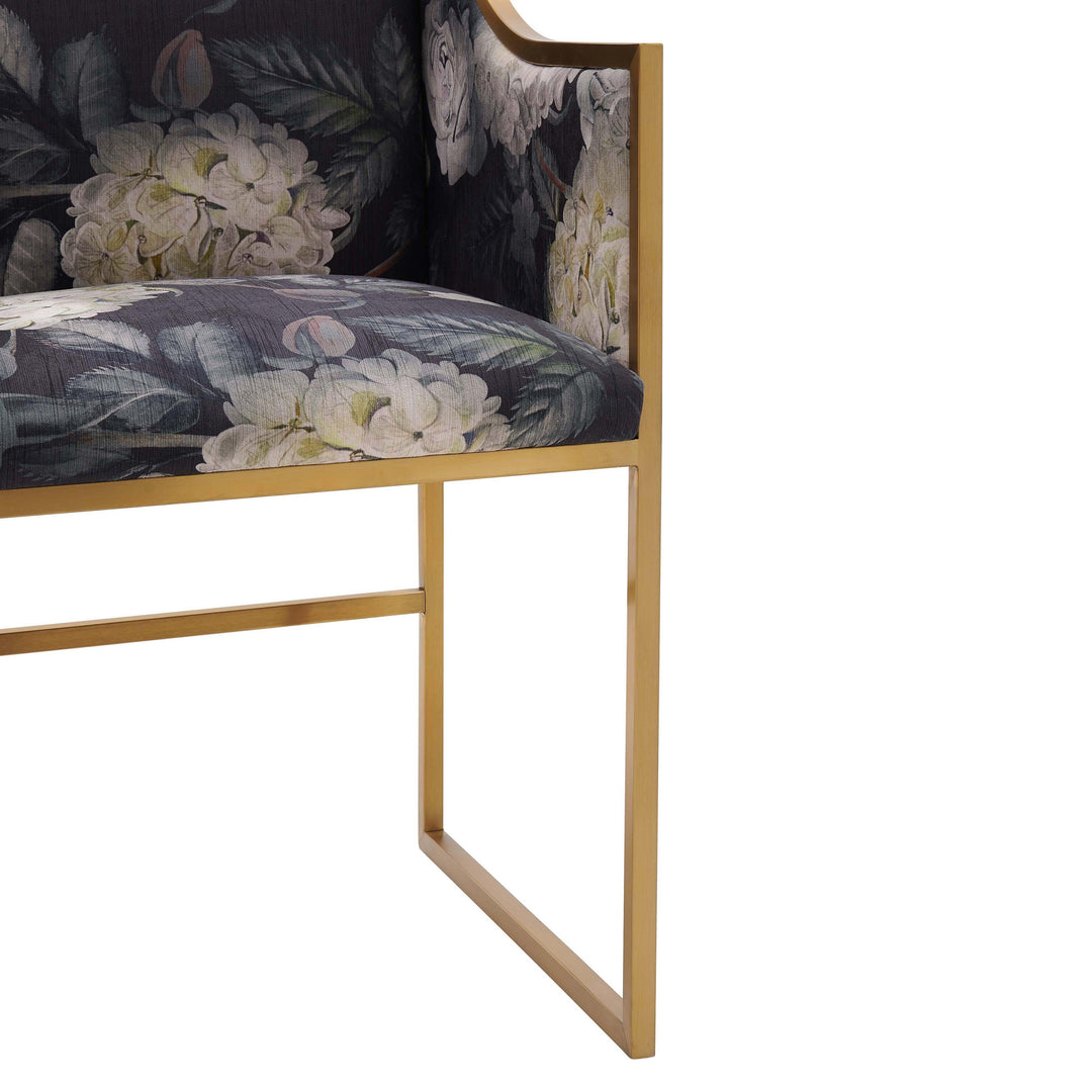 SwayLiving Atara Floral Velvet Gold Chair DINING CHAIRS