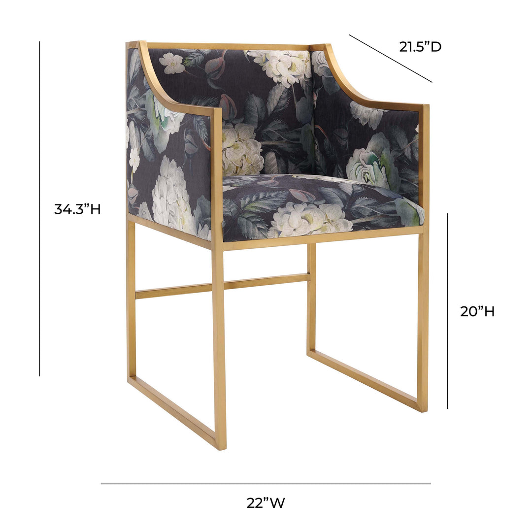 SwayLiving Atara Floral Velvet Gold Chair DINING CHAIRS
