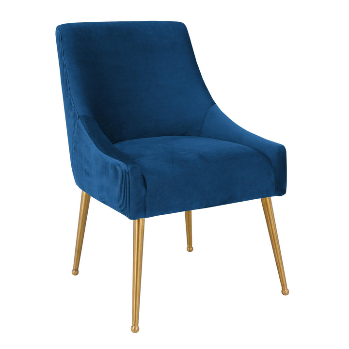 SwayLiving Beatrix Pleated Navy Velvet Side Chair DINING CHAIRS