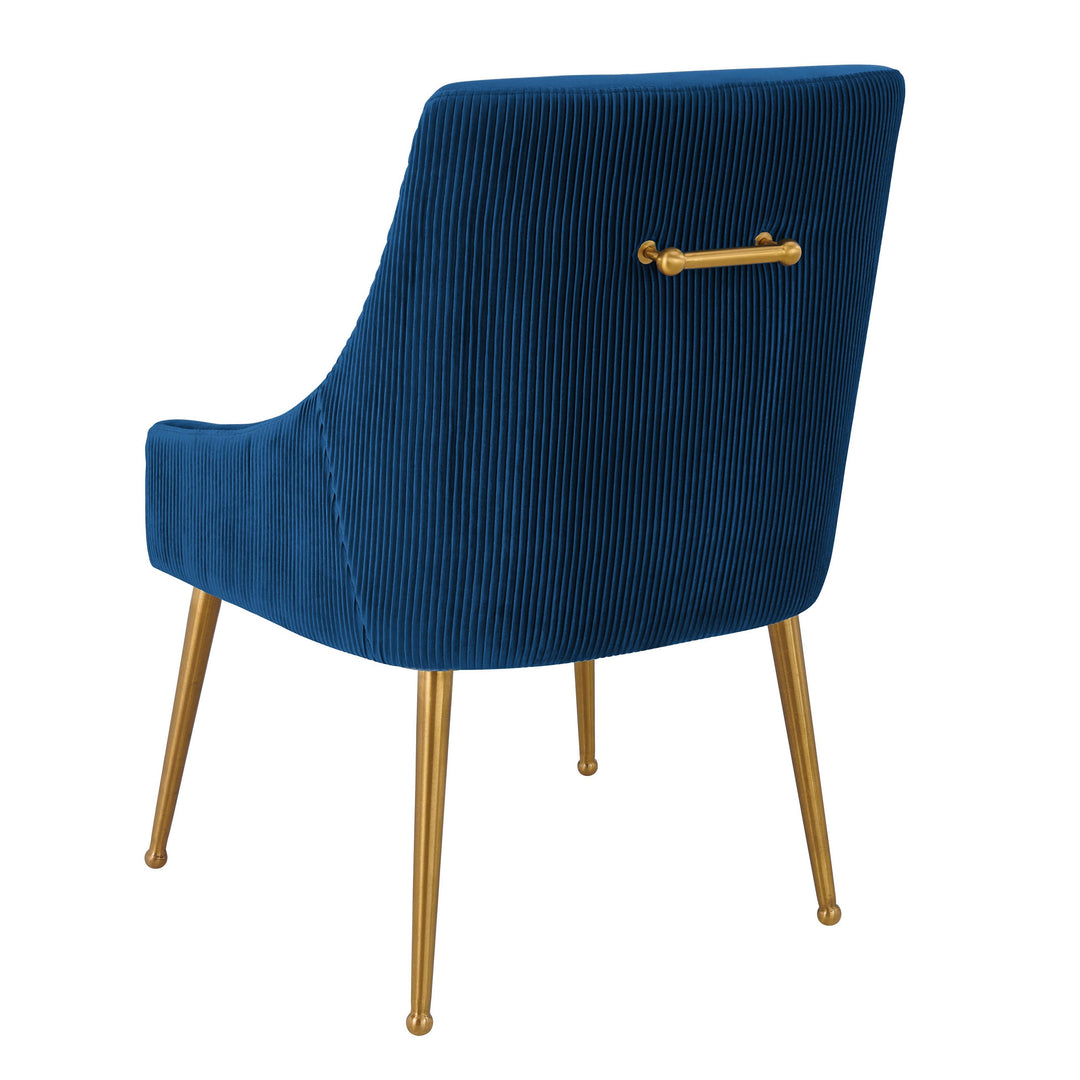 SwayLiving Beatrix Pleated Navy Velvet Side Chair DINING CHAIRS