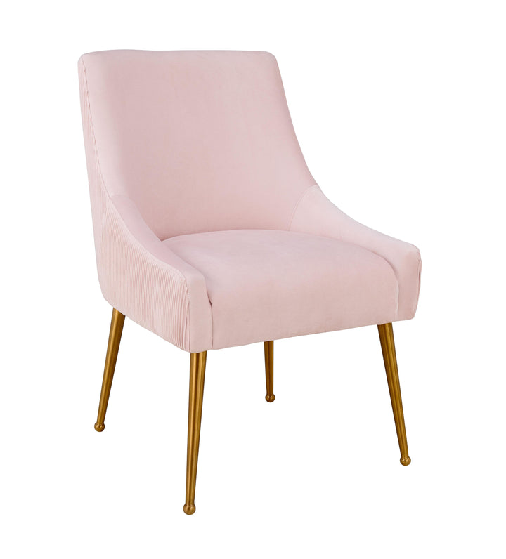 SwayLiving Beatrix Pleated Blush Velvet Side Chair DINING CHAIRS