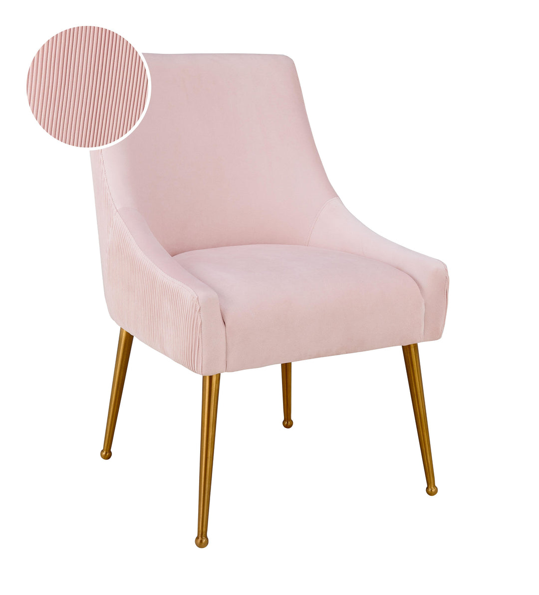 SwayLiving Beatrix Pleated Blush Velvet Side Chair DINING CHAIRS