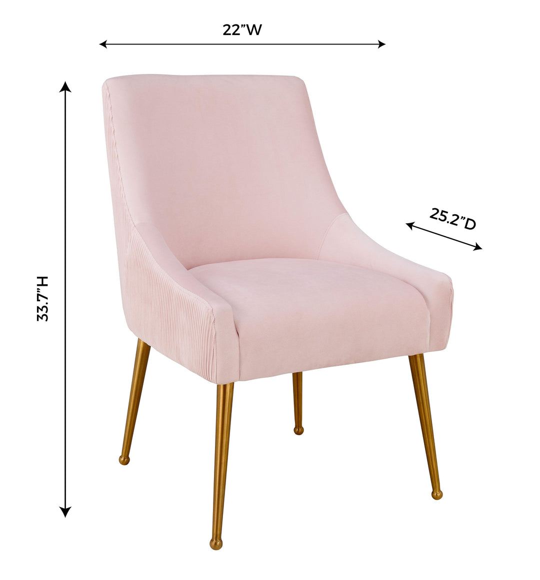SwayLiving Beatrix Pleated Blush Velvet Side Chair DINING CHAIRS