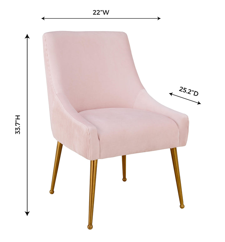 SwayLiving Beatrix Pleated Blush Velvet Side Chair DINING CHAIRS