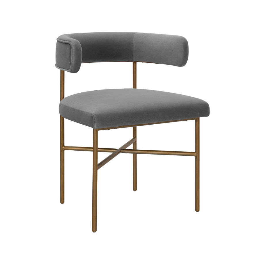 SwayLiving Kim Performance Velvet Chair in Grey DINING CHAIRS