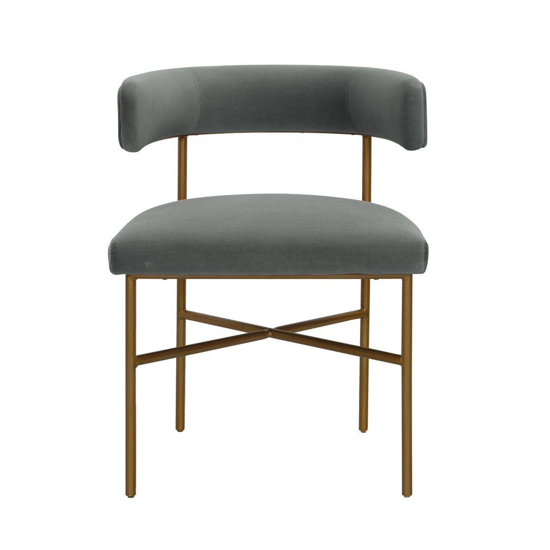 SwayLiving Kim Performance Velvet Chair in Grey DINING CHAIRS