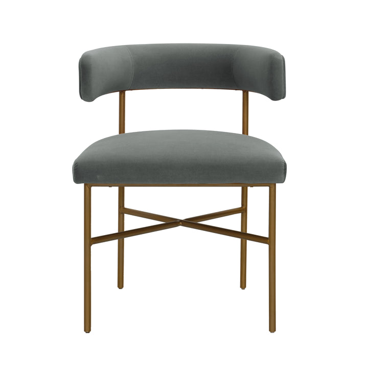 SwayLiving Kim Performance Velvet Chair in Grey DINING CHAIRS
