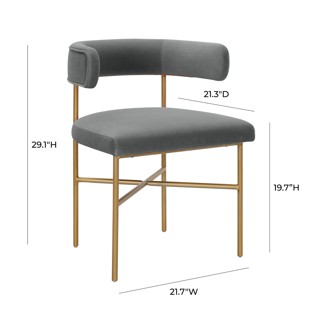SwayLiving Kim Performance Velvet Chair in Grey DINING CHAIRS