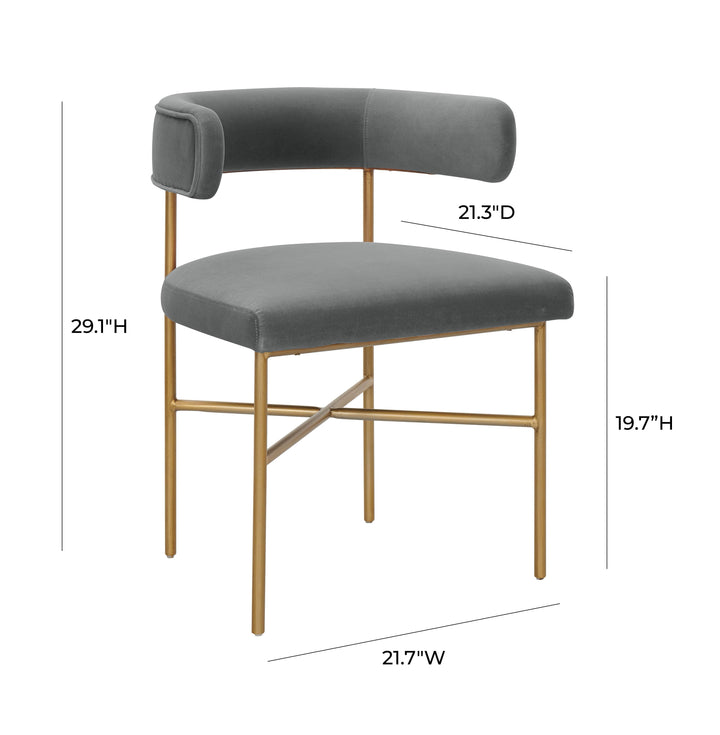 SwayLiving Kim Performance Velvet Chair in Grey DINING CHAIRS